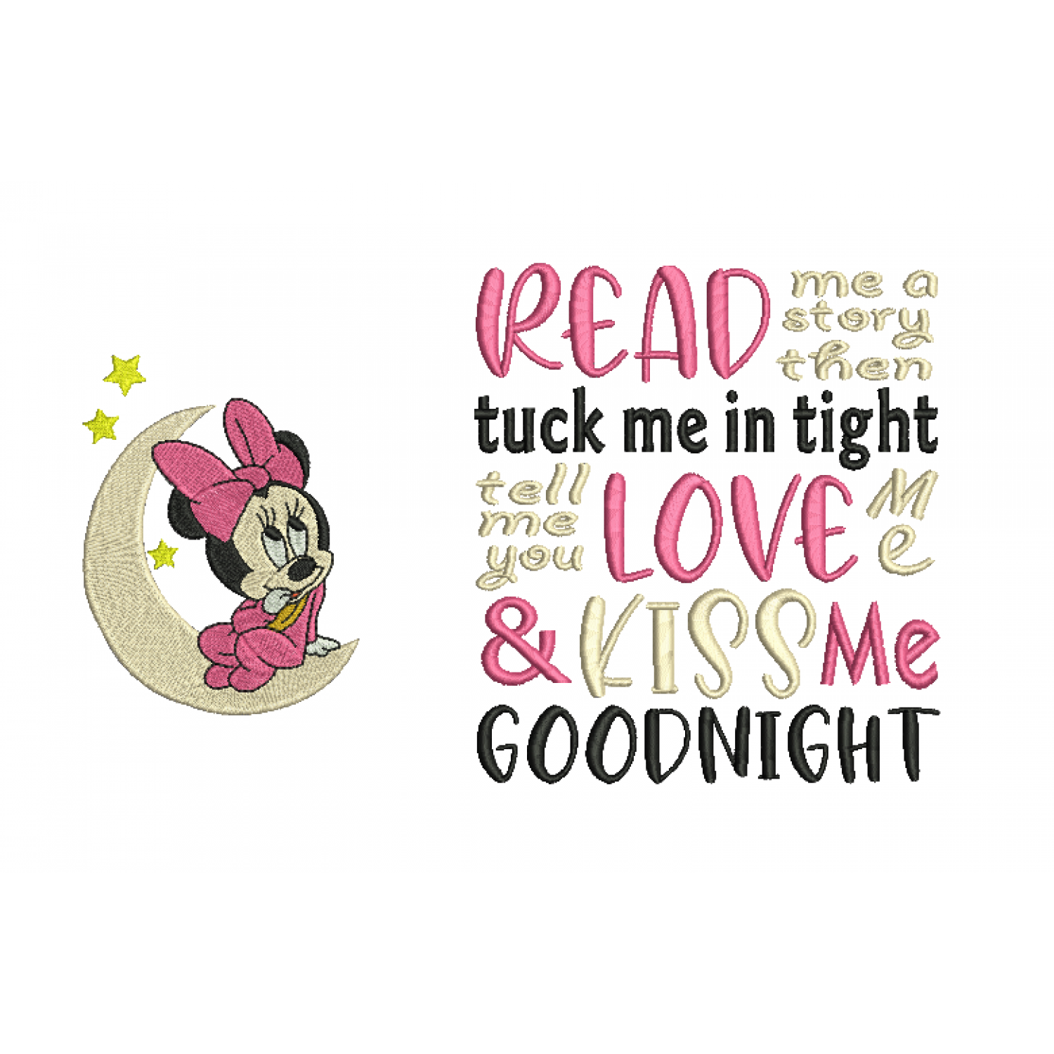 Baby Mouse Reading Pillow Embroidery Design