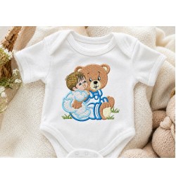 Baby with Bear Embroidery Design