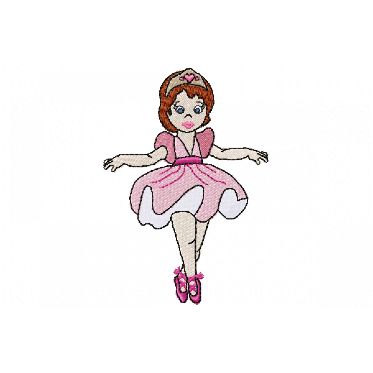 Cute Ballerina Girl Embroidery Design 5x7 