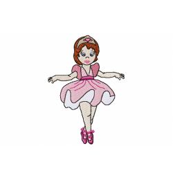 Cute Ballerina Girl Embroidery Design 5x7 