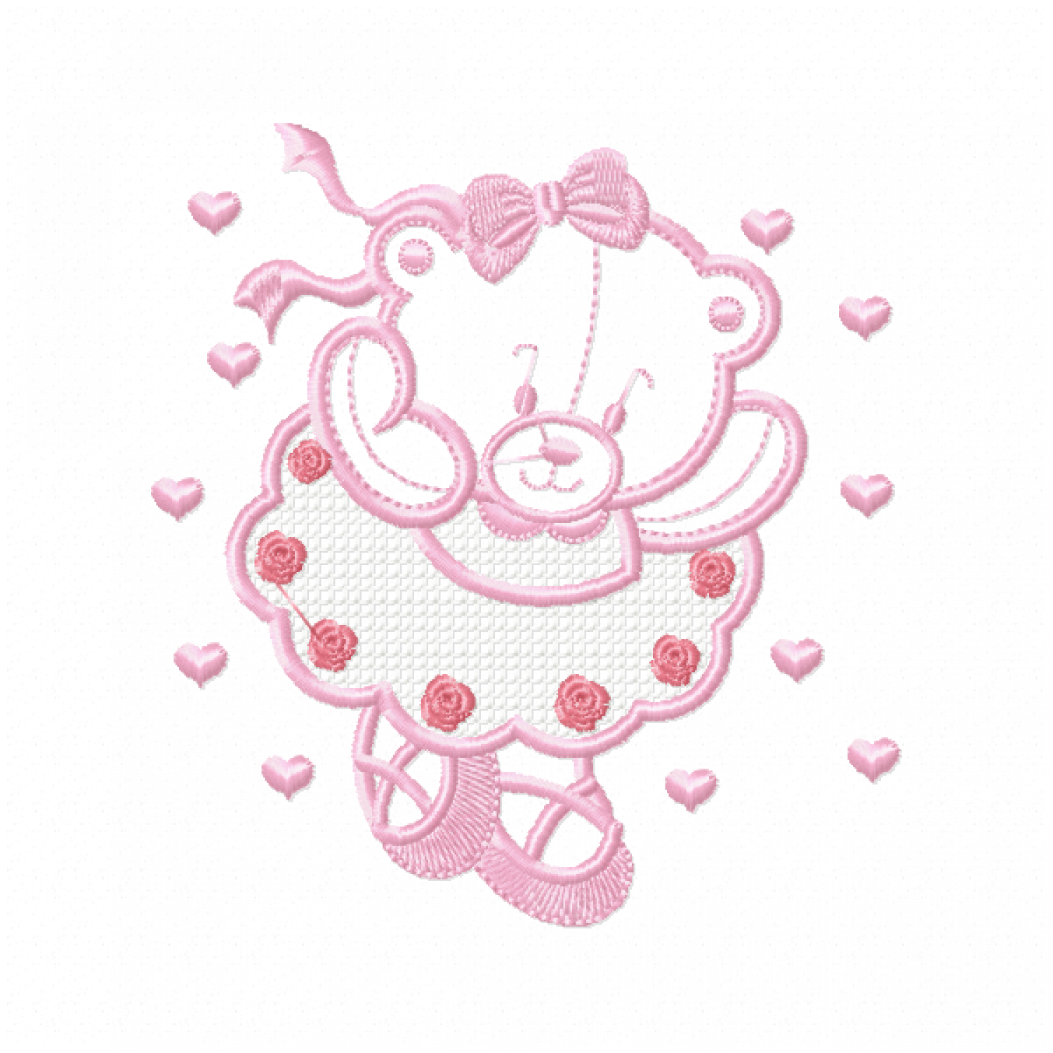 Ballerina bear Embroidery Design