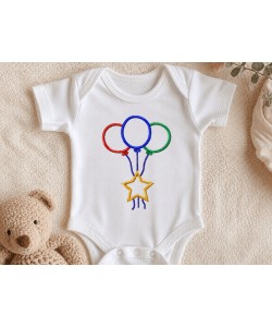 Colorful Balloon Star Embroidery Design for Baby