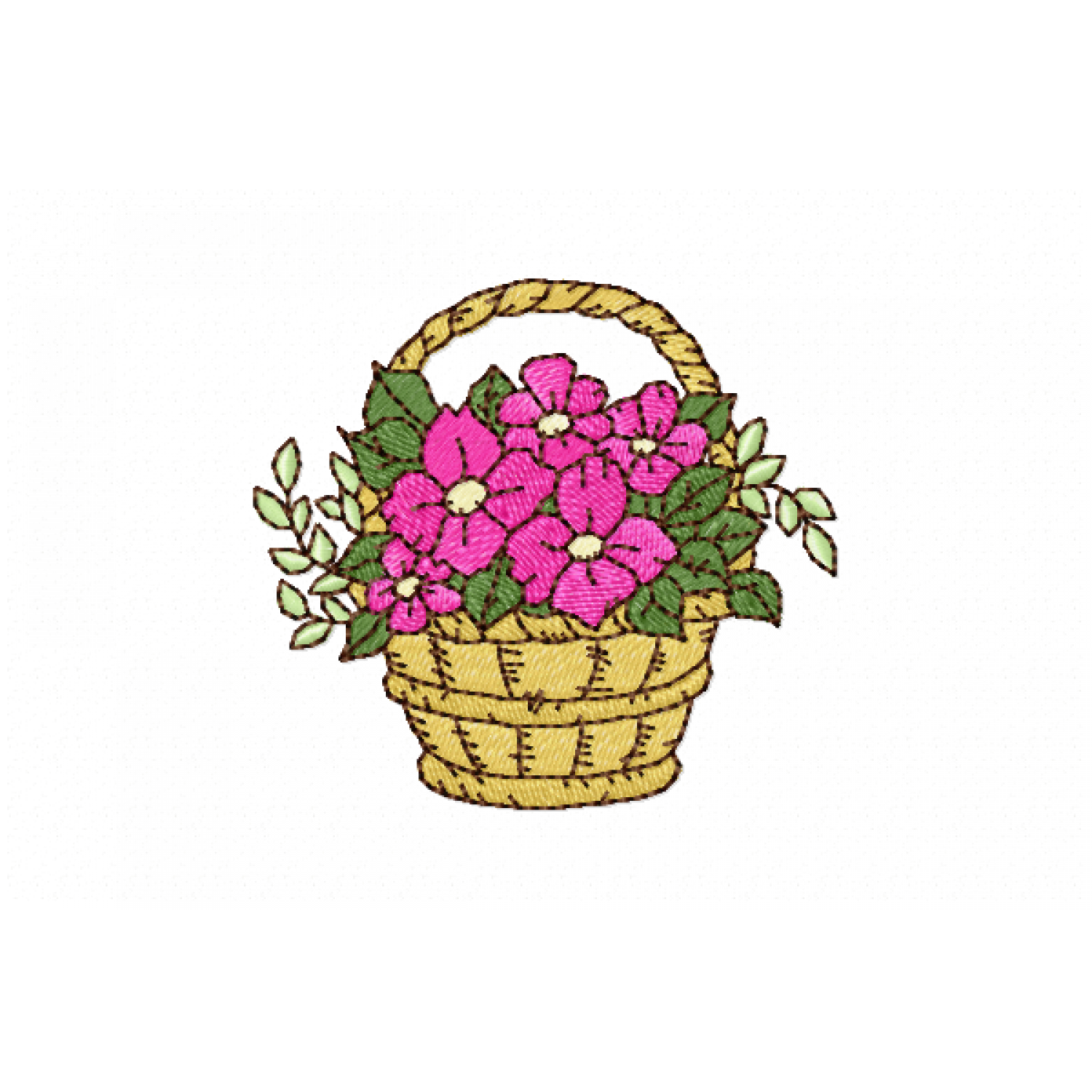 Basket Flower Embroidery Design 4x4