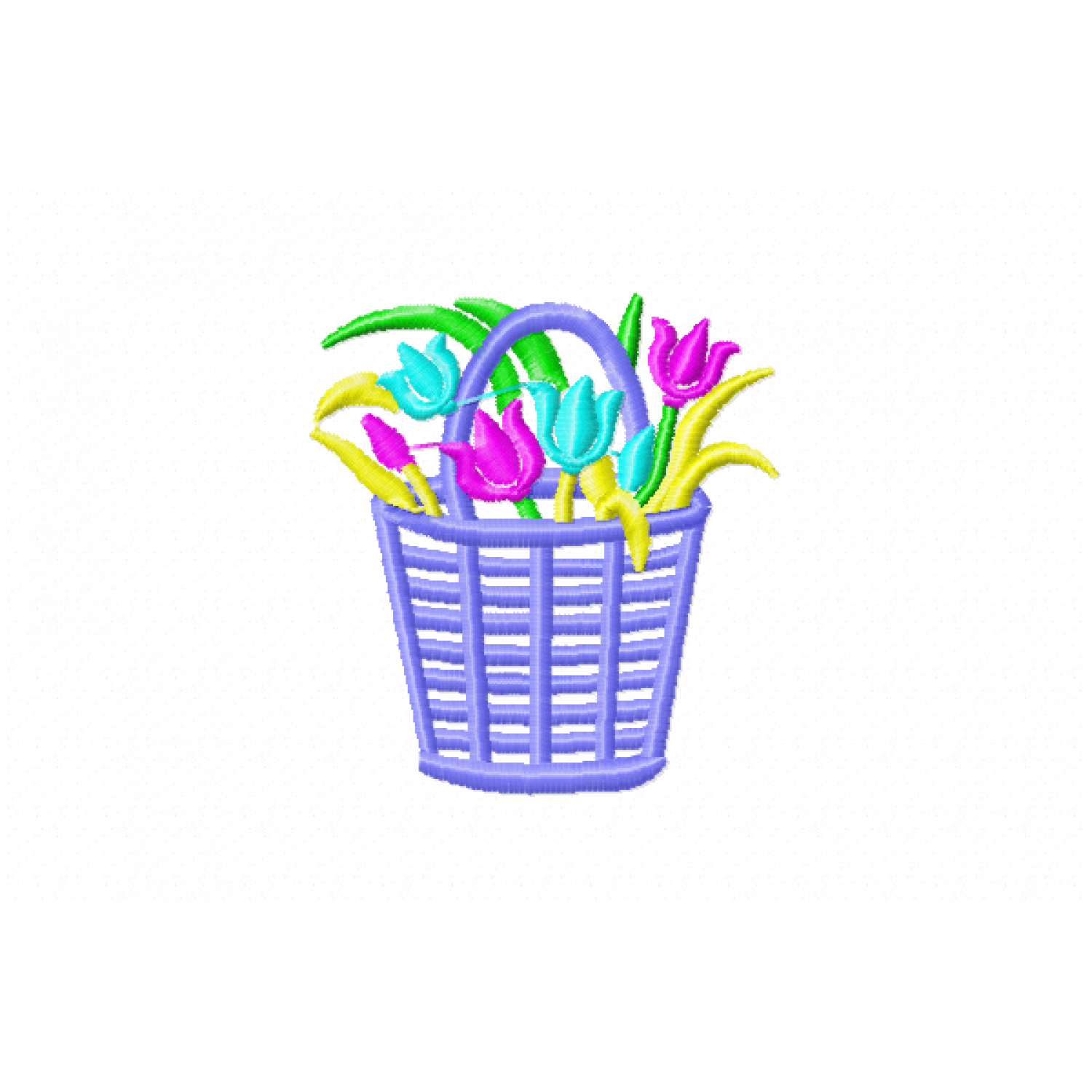 Floral Basket Embroidery Design 4x4