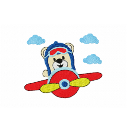 Bear Pilot Embroidery Design