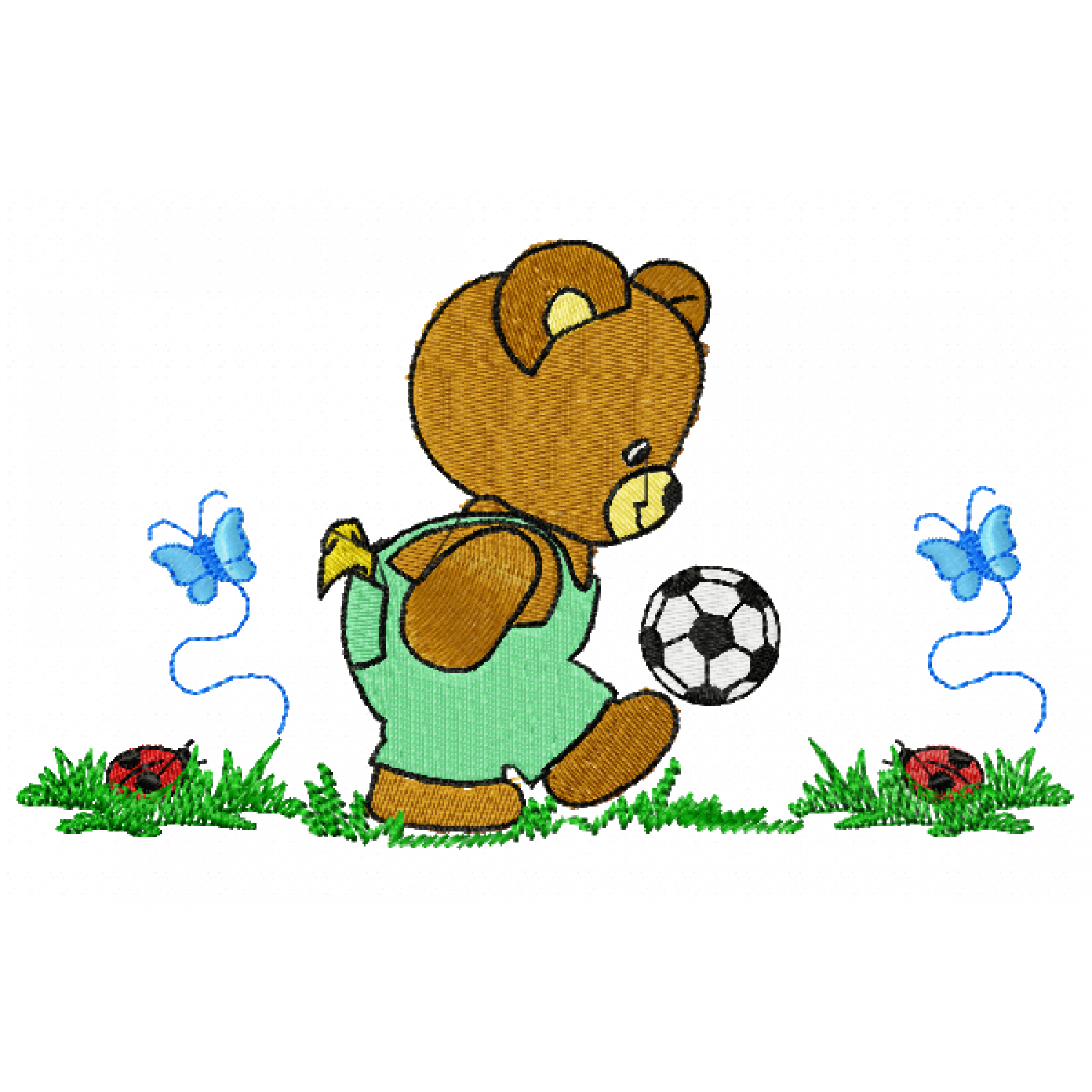 Playing Ball Bear Embroidery Design