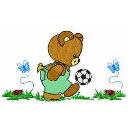 Playing Ball Bear Embroidery Design