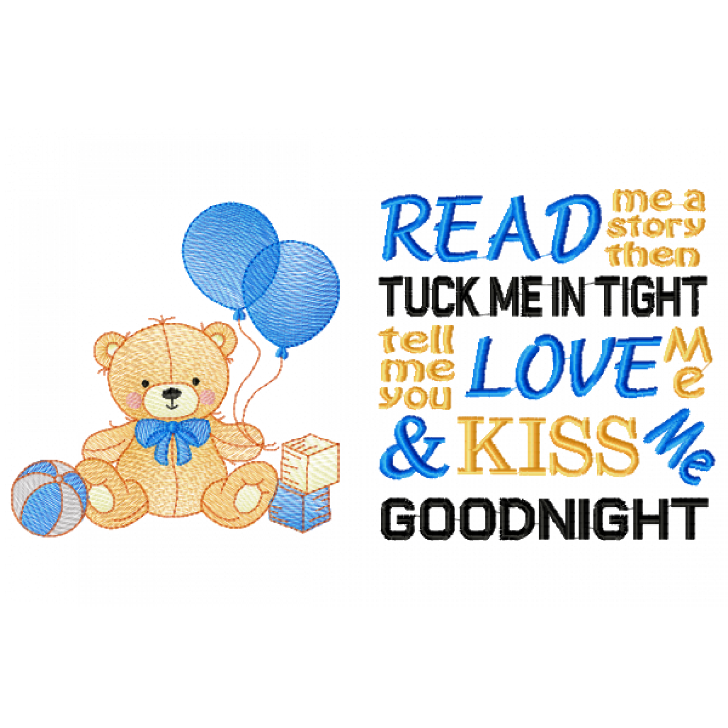 Bear Read me a story reading pillow Embroidery Design