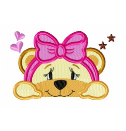 Bear girl face Embroidery Design