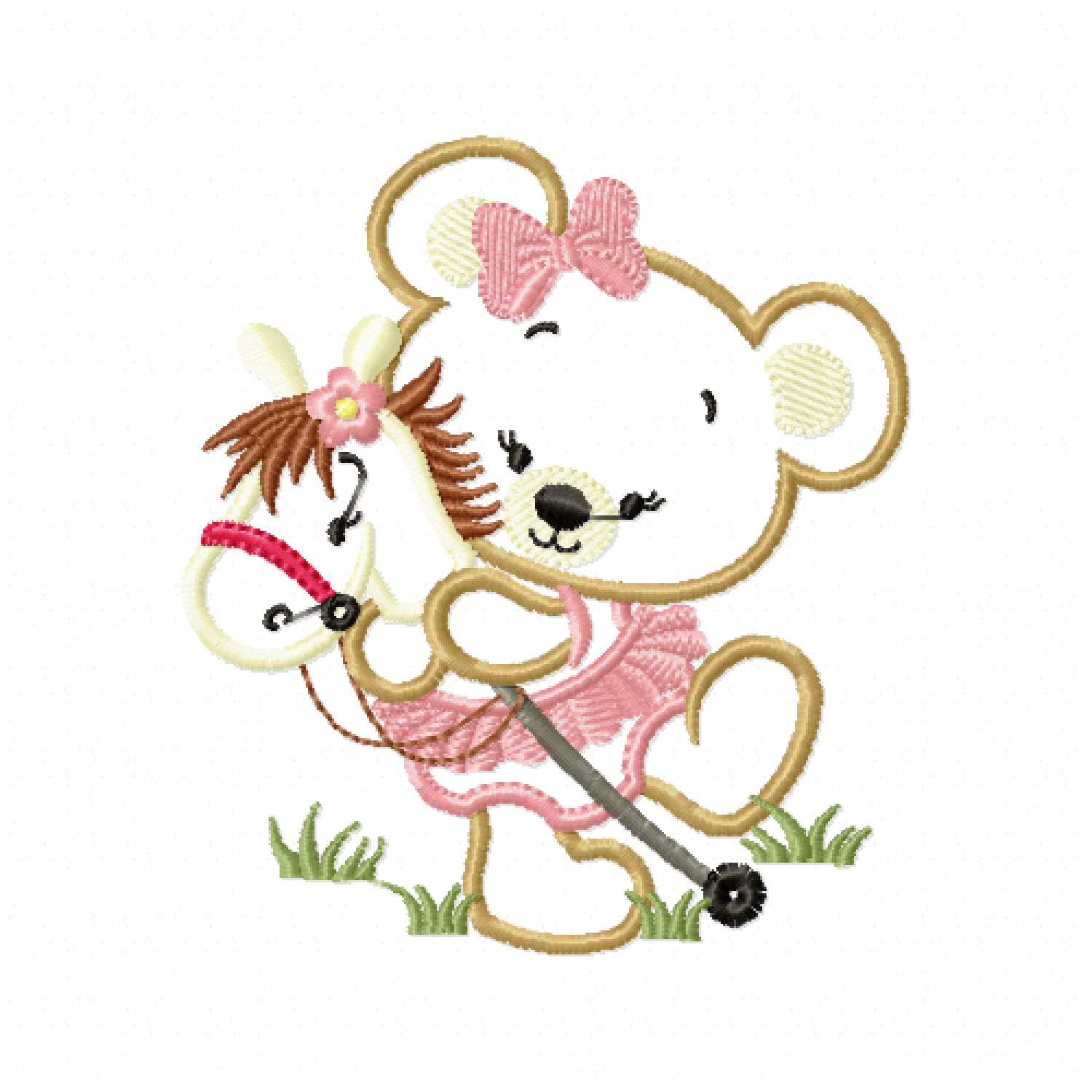 Bear girl horse Embroidery Design