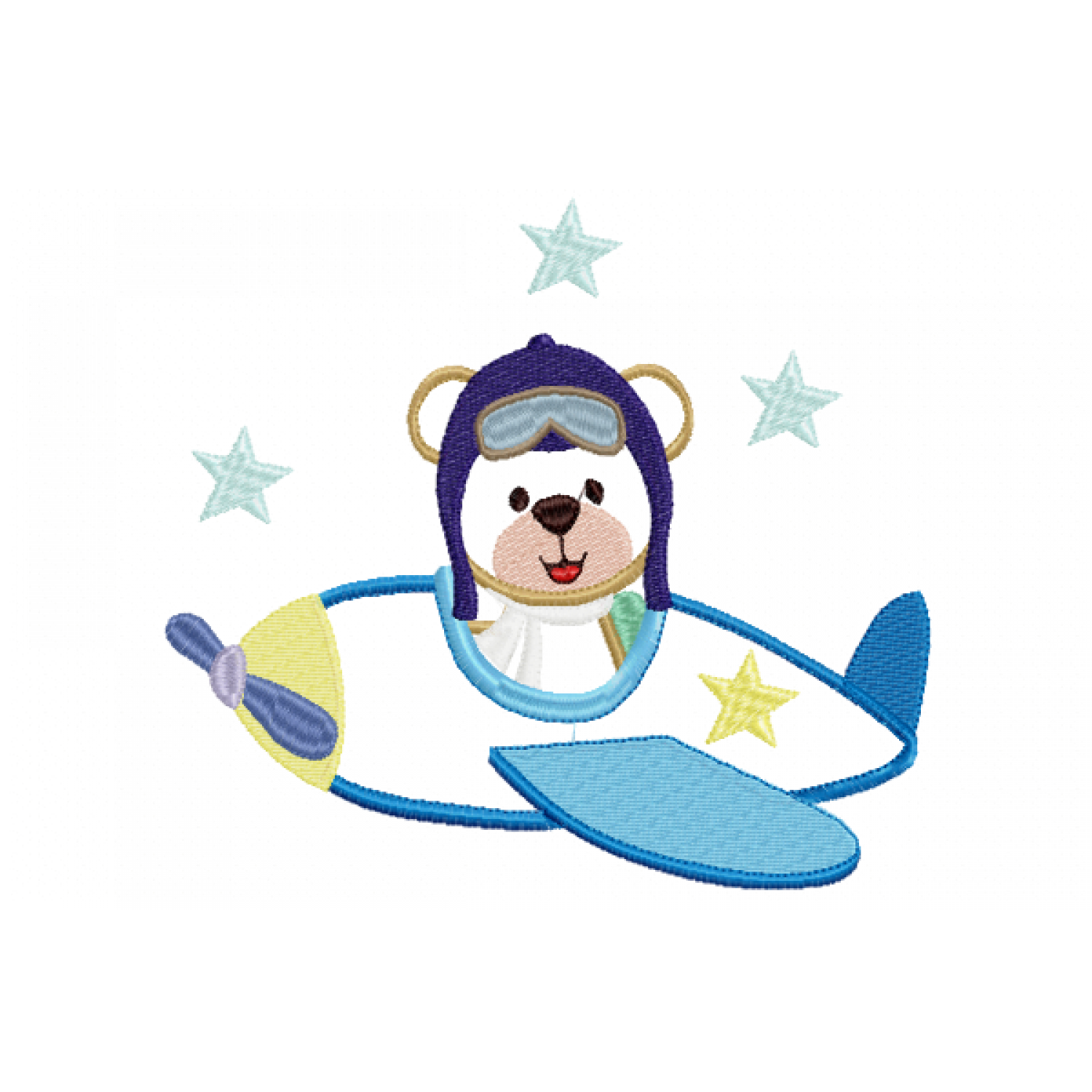 Bear Pilot Embroidery Design