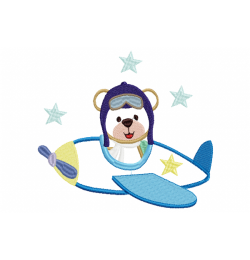 Bear Pilot Embroidery Design