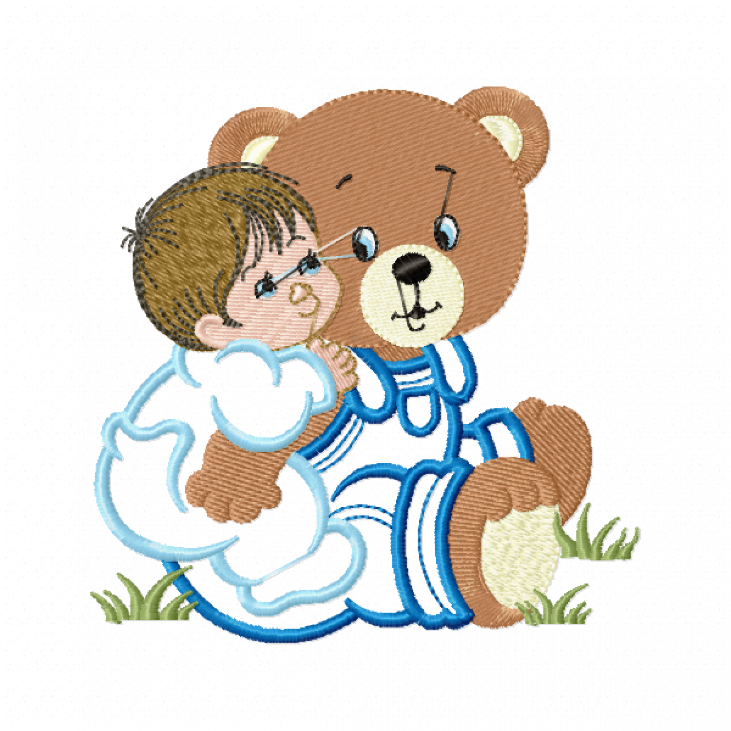 Bear with baby Embroidery Design