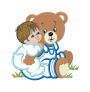 Baby with Bear Embroidery Design