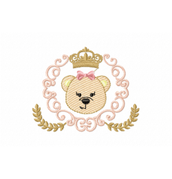 Bear girl face frame Embroidery Design