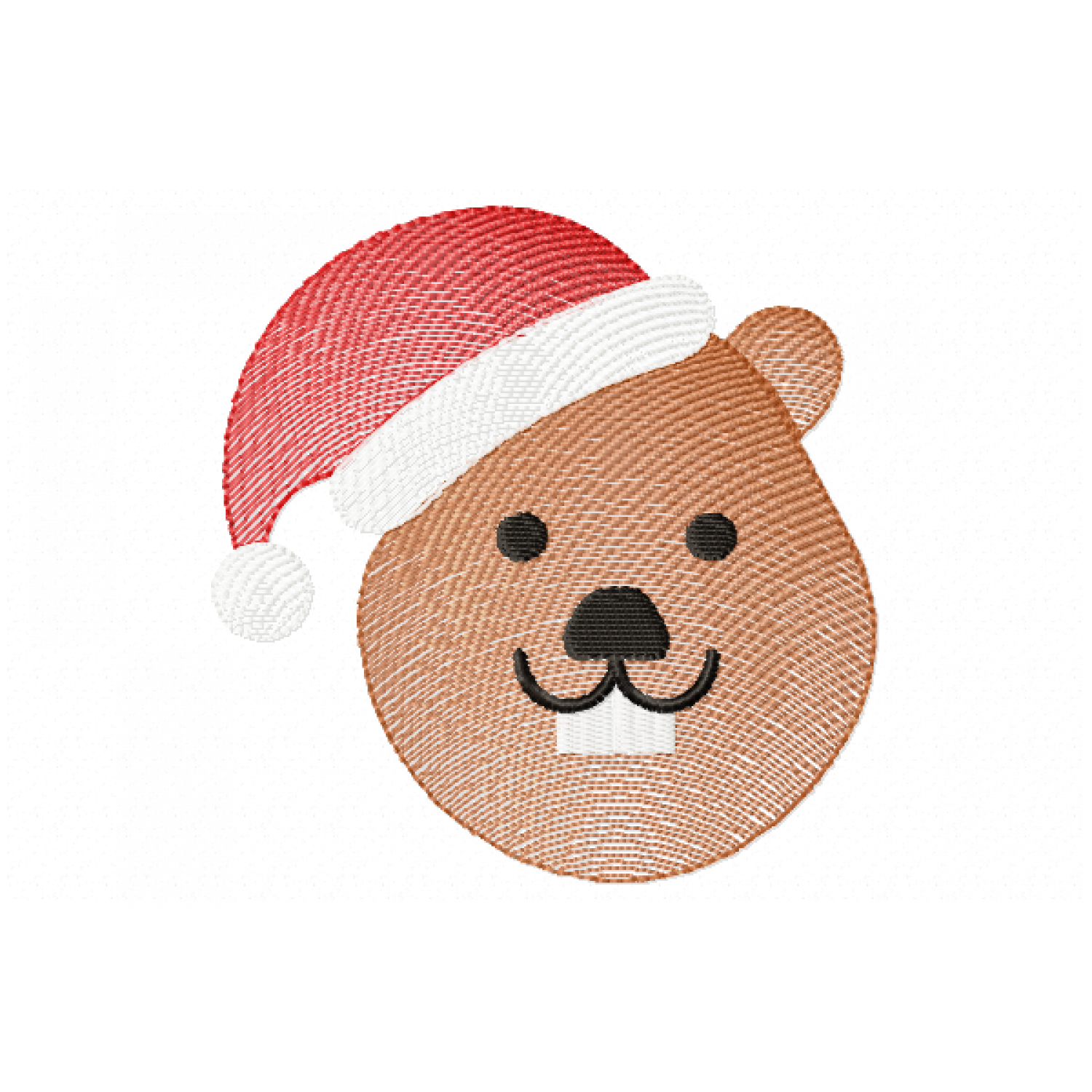 Beaver Christmas Face Embroidery Design 4x4