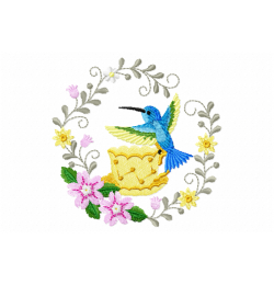 Bird flower Embroidery Design