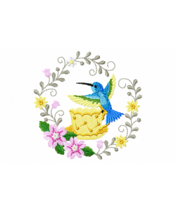 Bird flower Embroidery Design