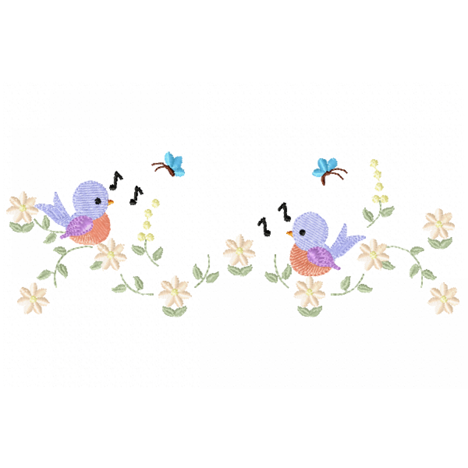 Free Birds singing Embroidery Design 5X7