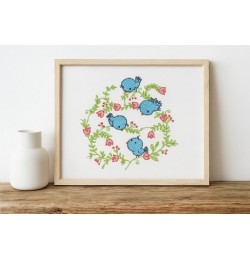 Blue Birds Embroidery Design