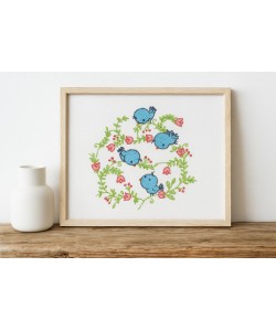 Blue Birds Embroidery Design