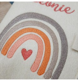 Boho Rainbow With Heart Embroidery Design 4 Sizes