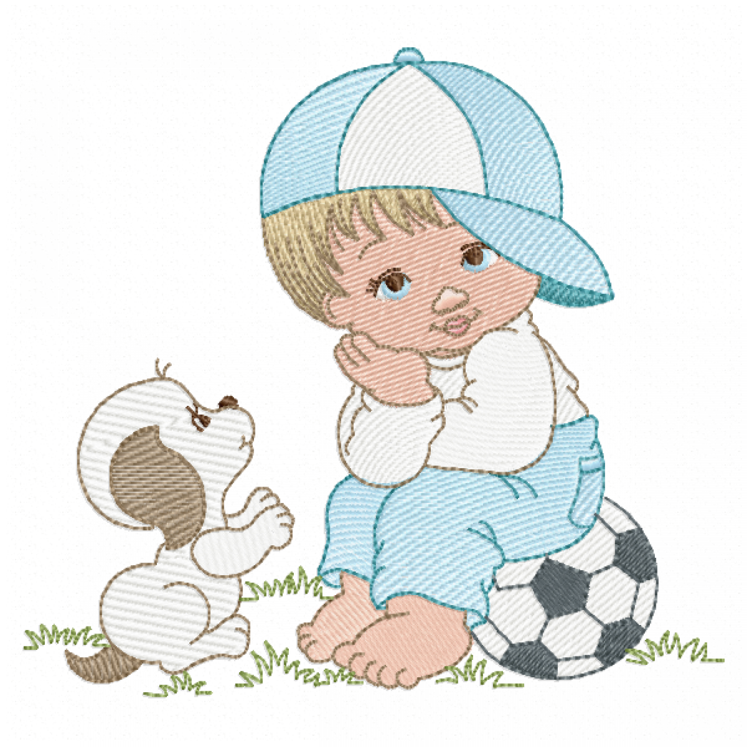 Boy And Dog Embroidery Design