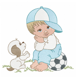 Boy And Dog Embroidery Design