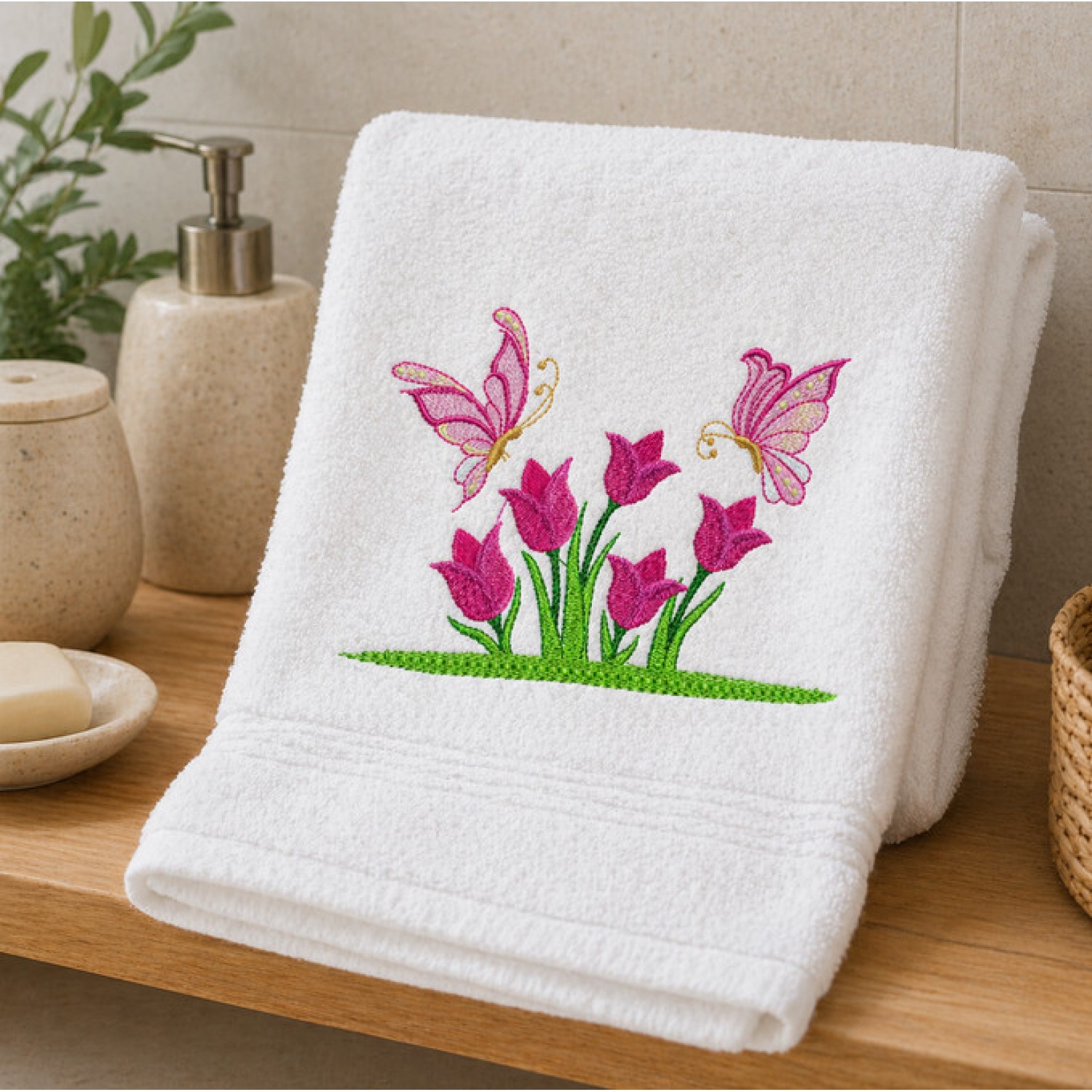 Butterflies and Flowers Embroidery Design