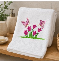 Butterflies and Flowers Embroidery Design