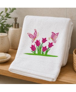 Butterflies and Flowers Embroidery Design