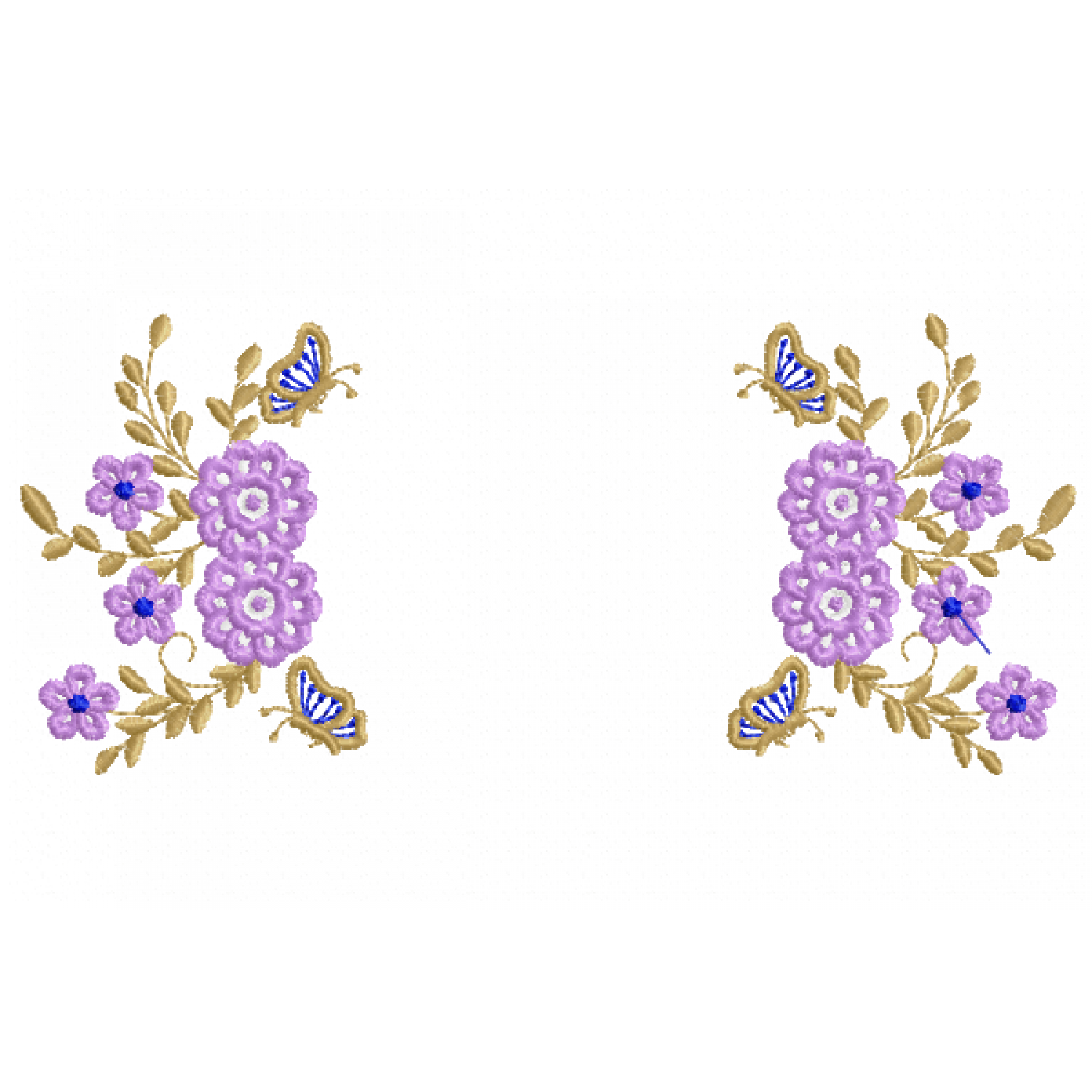 Butterflies and Flowers Pattern Embroidery Design