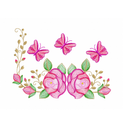 Butterflies Rose Embroidery Design Butterflies Rose Embroidery Design