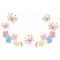 Butterflies and flowers frame embroidery design