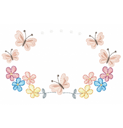 Butterflies and flowers frame embroidery design