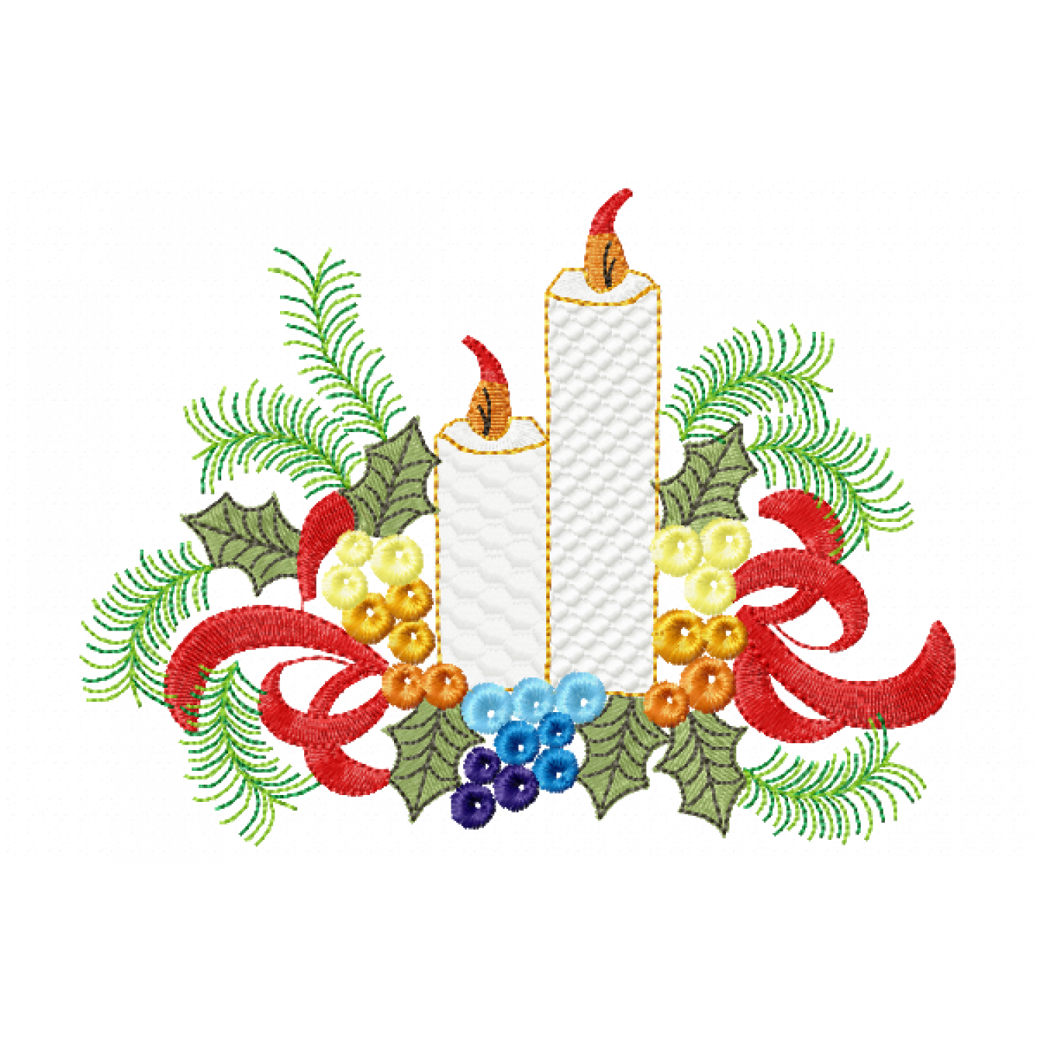 Free Christmas Candles Embroidery Design 5x7