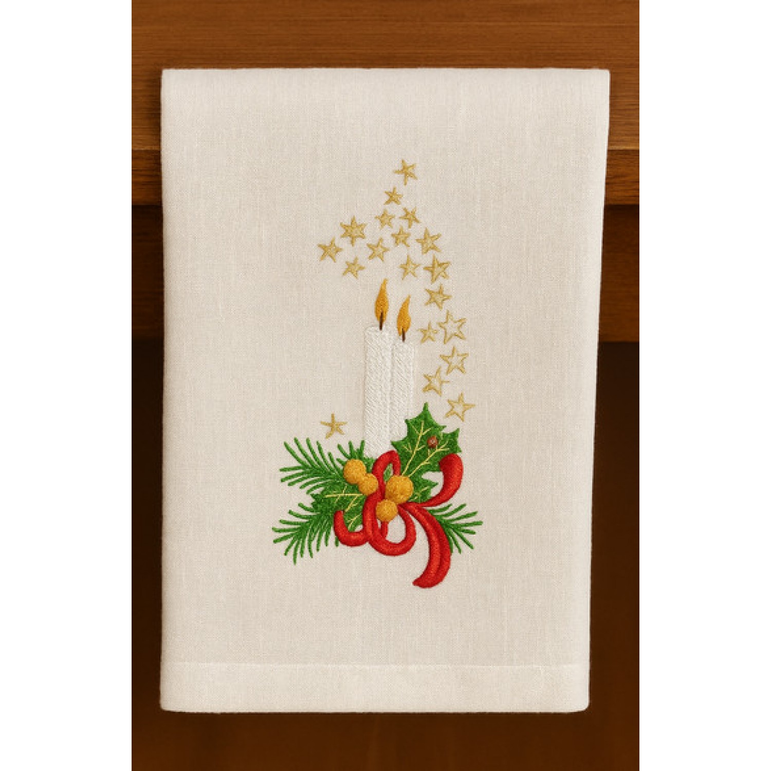 Cute Christmas Candles Embroidery Design 5x7