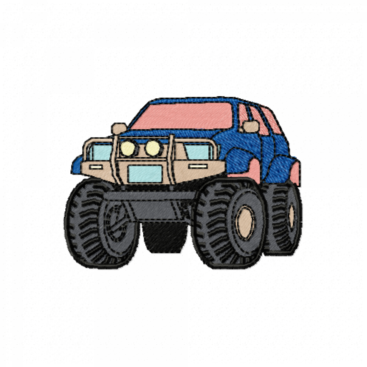 Cartoon Car Embroidery Design for Kids 4x4