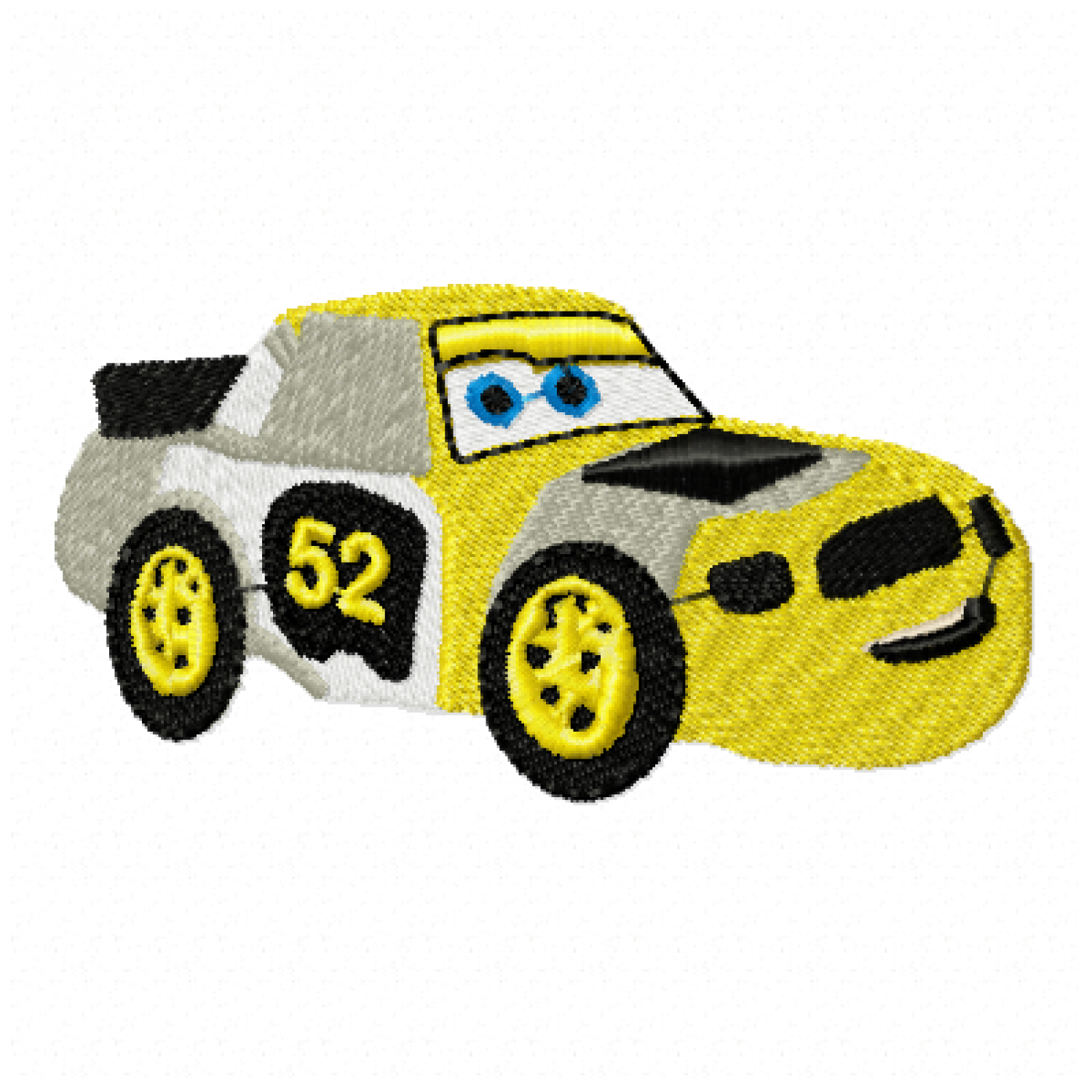 Cartoon Race Car Embroidery Design 4X4