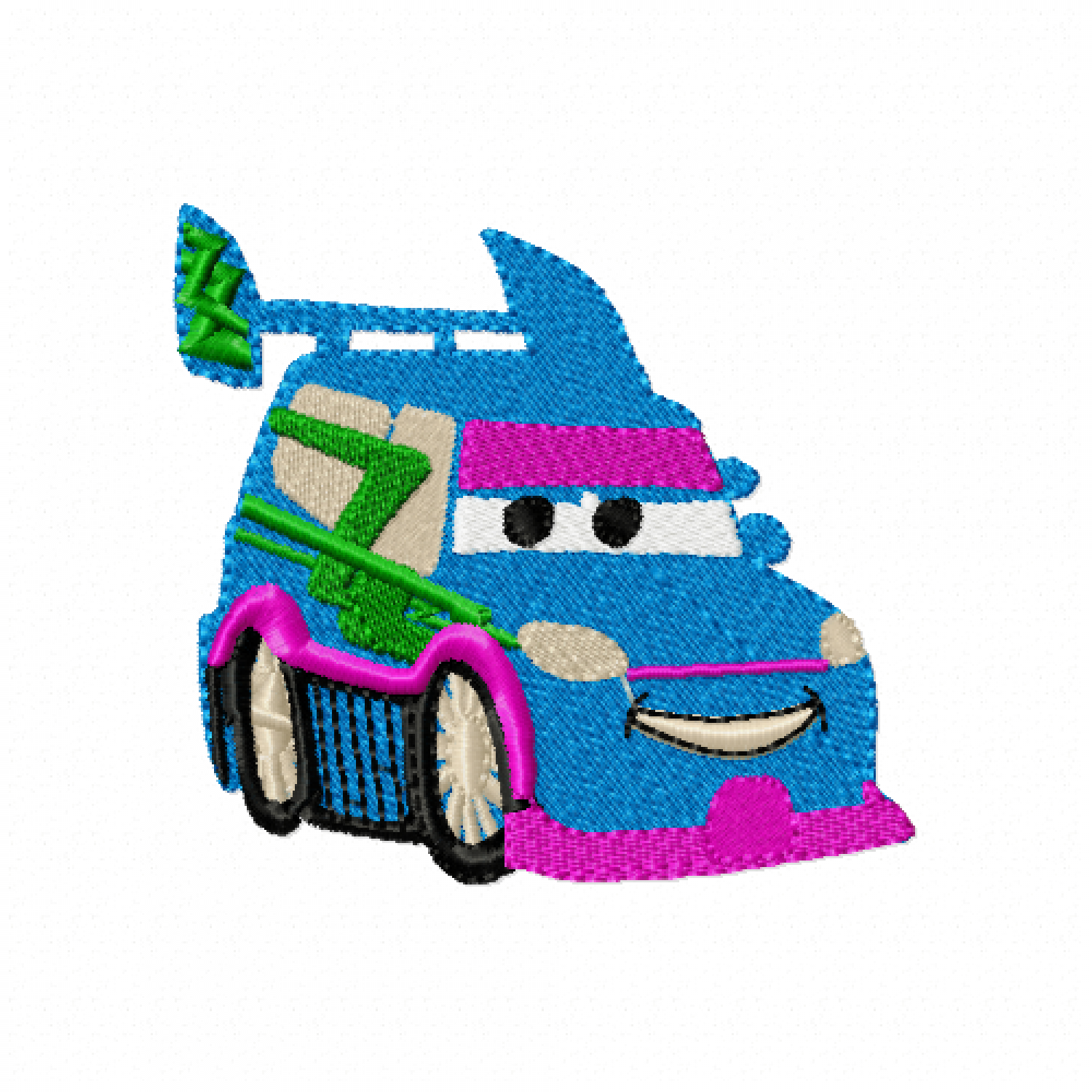 Cartoon Race Car Embroidery Design 4X4