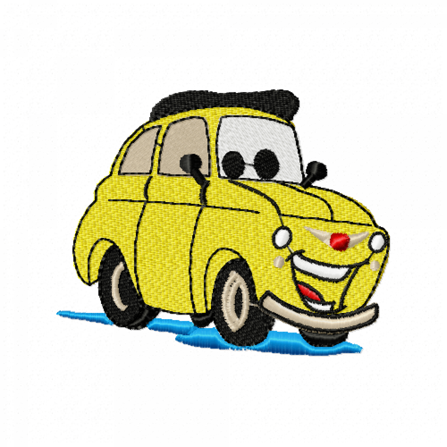 Cute Cartoon Car Embroidery Design 4x4 