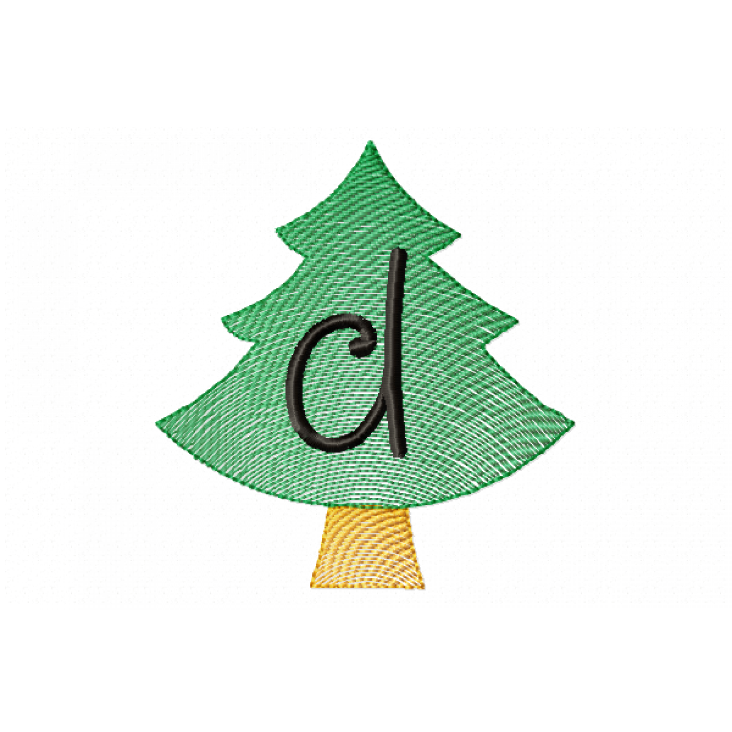 Christmas Tree Letter D Embroidery Ddesign