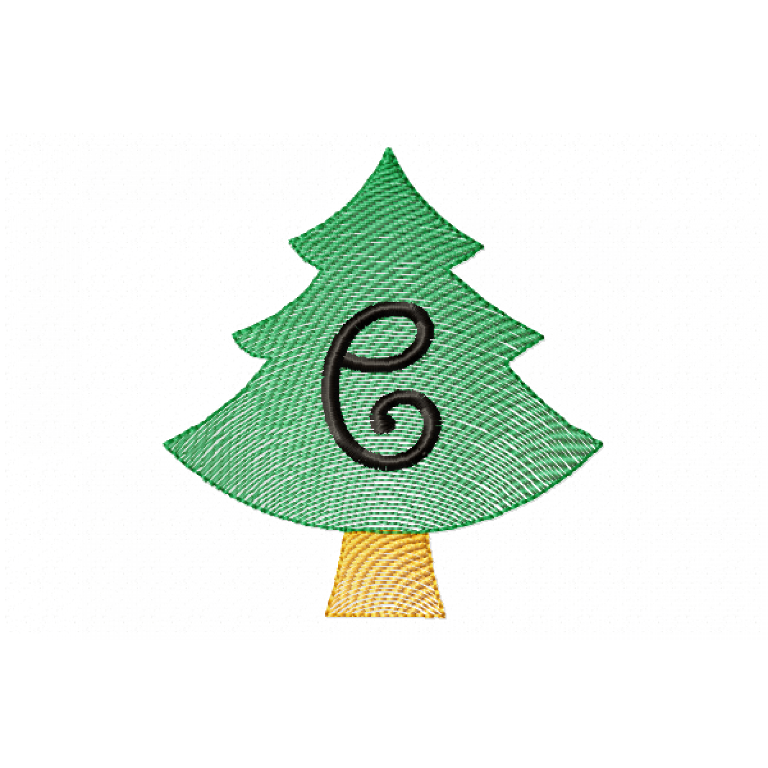 Christmas Tree Letter E Embroidery Ddesign