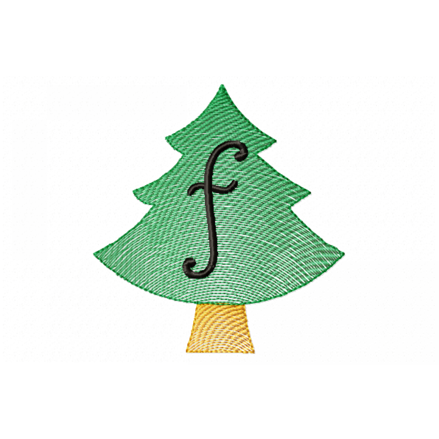 Christmas Tree Letter F Embroidery Ddesign
