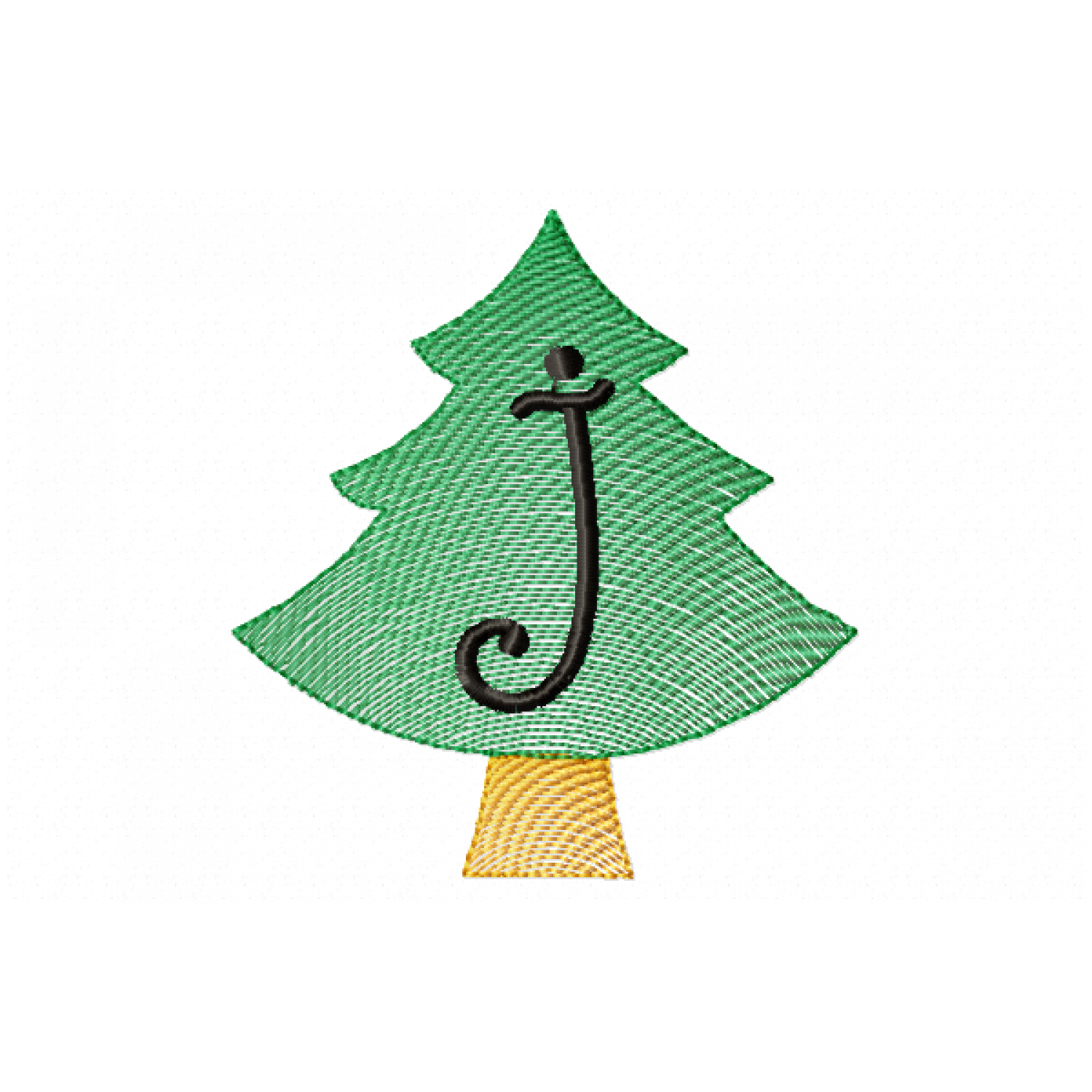 Christmas Tree Letter J Embroidery design