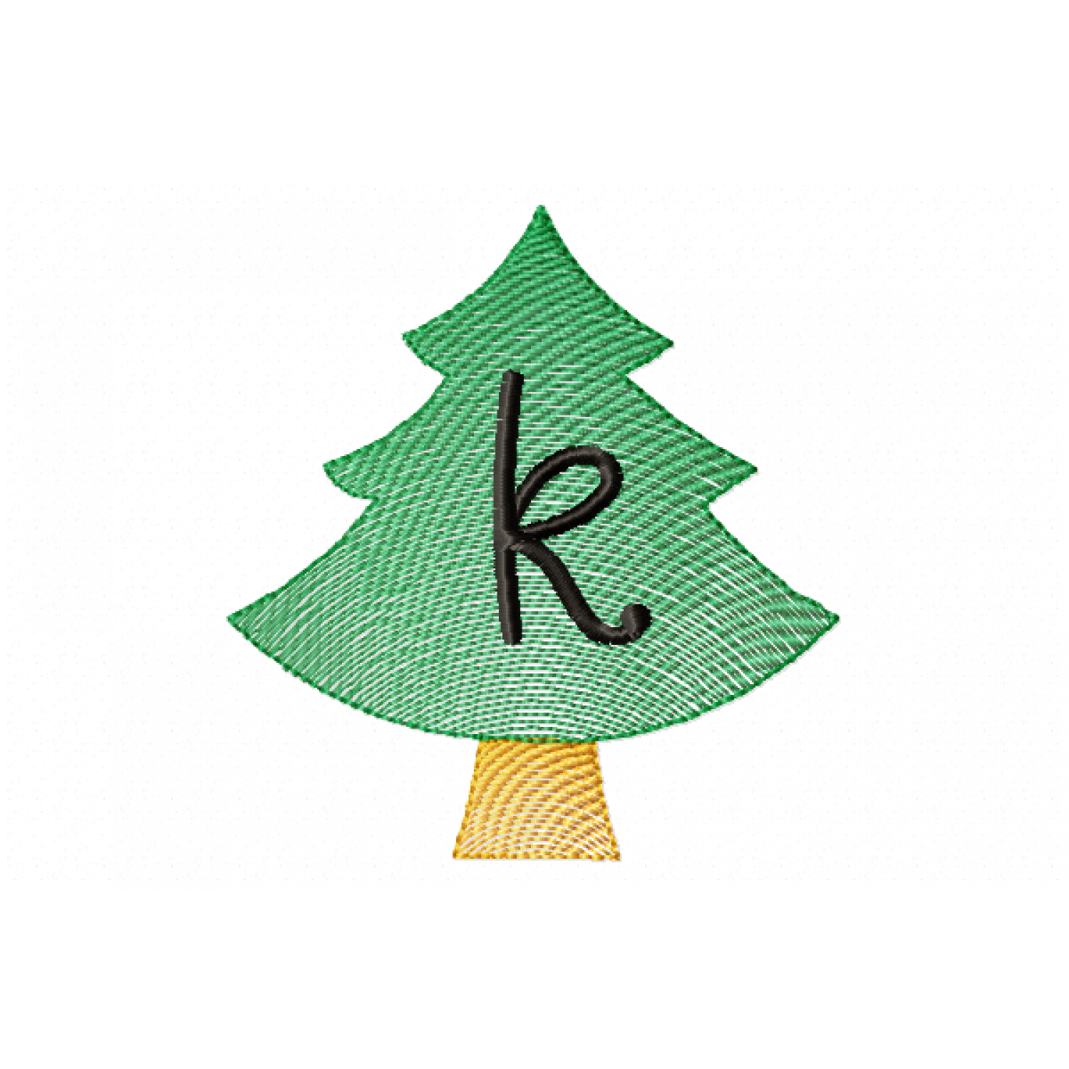 Christmas Tree Letter K Embroidery design
