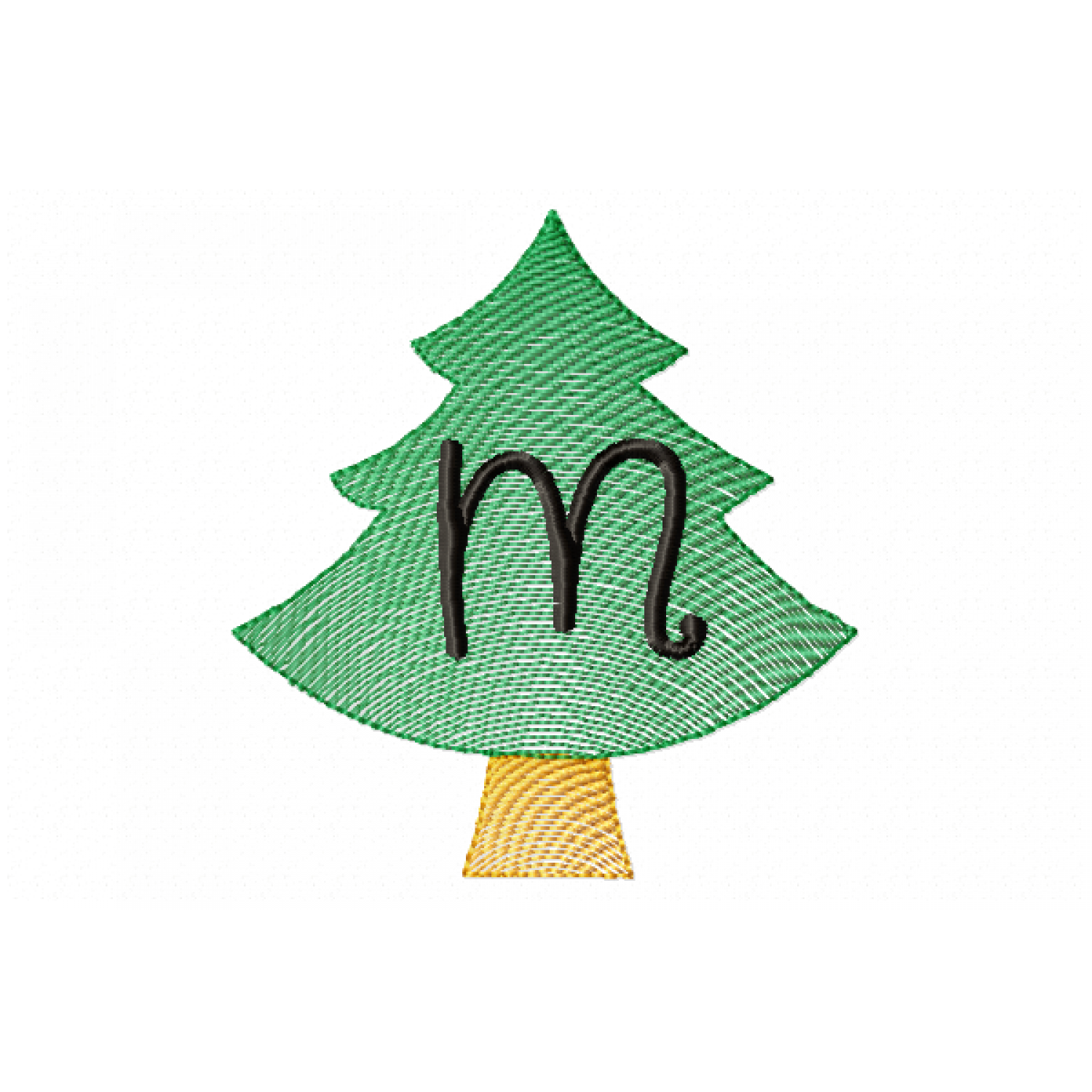 Christmas Tree Letter M Embroidery design