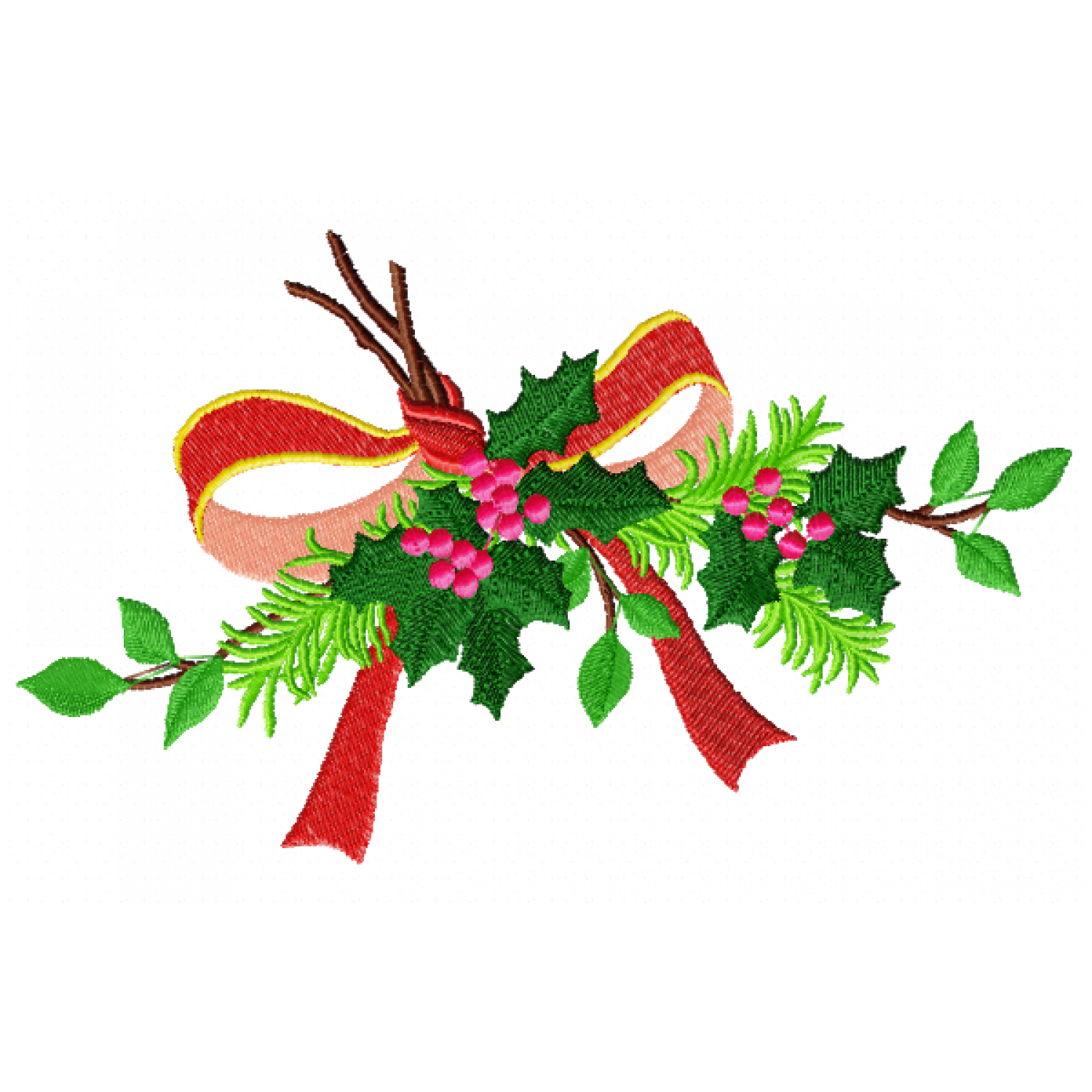 Red Christmas Bow Embroidery Design