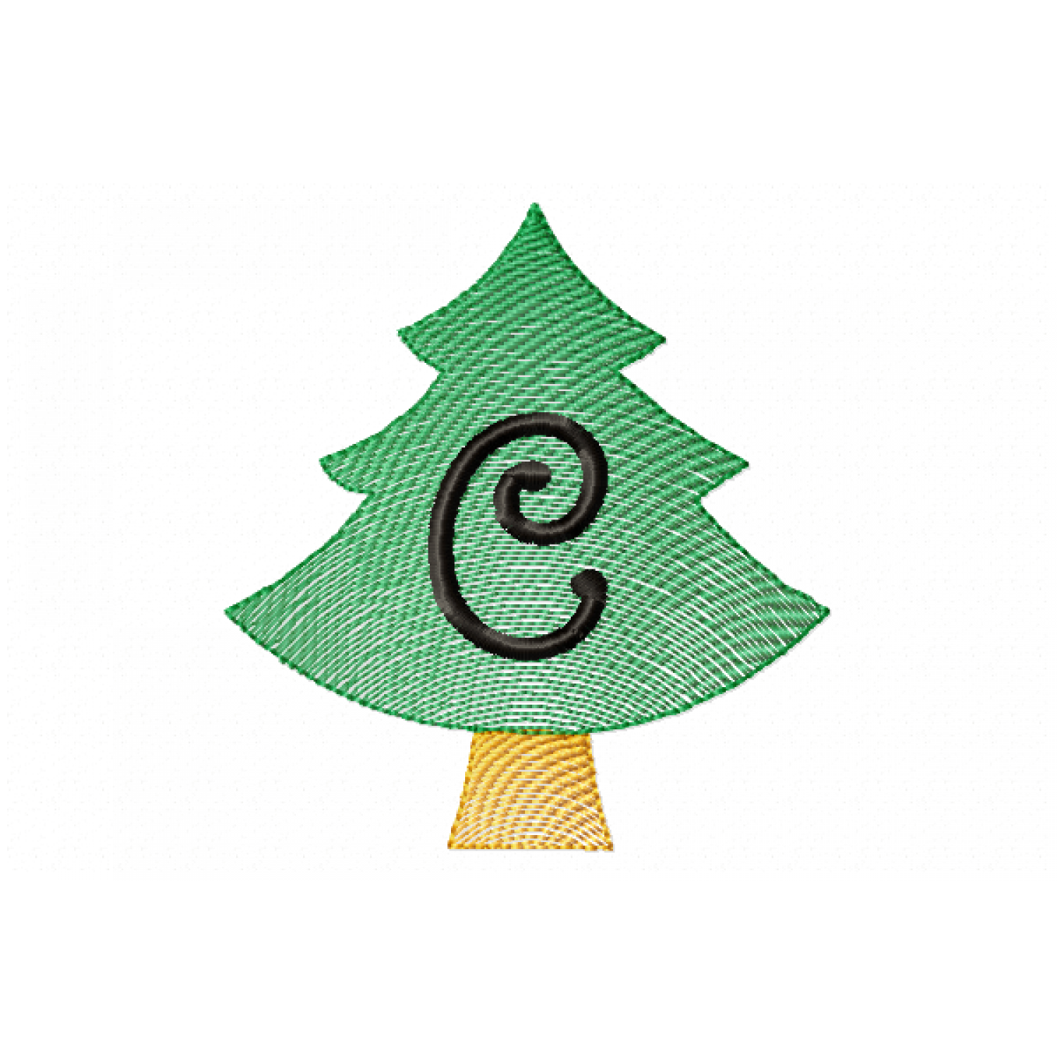 Christmas Tree Letter C Embroidery Ddesign