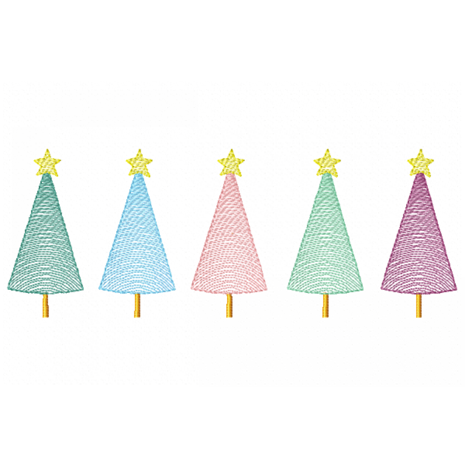 Christmas trees embroidery design